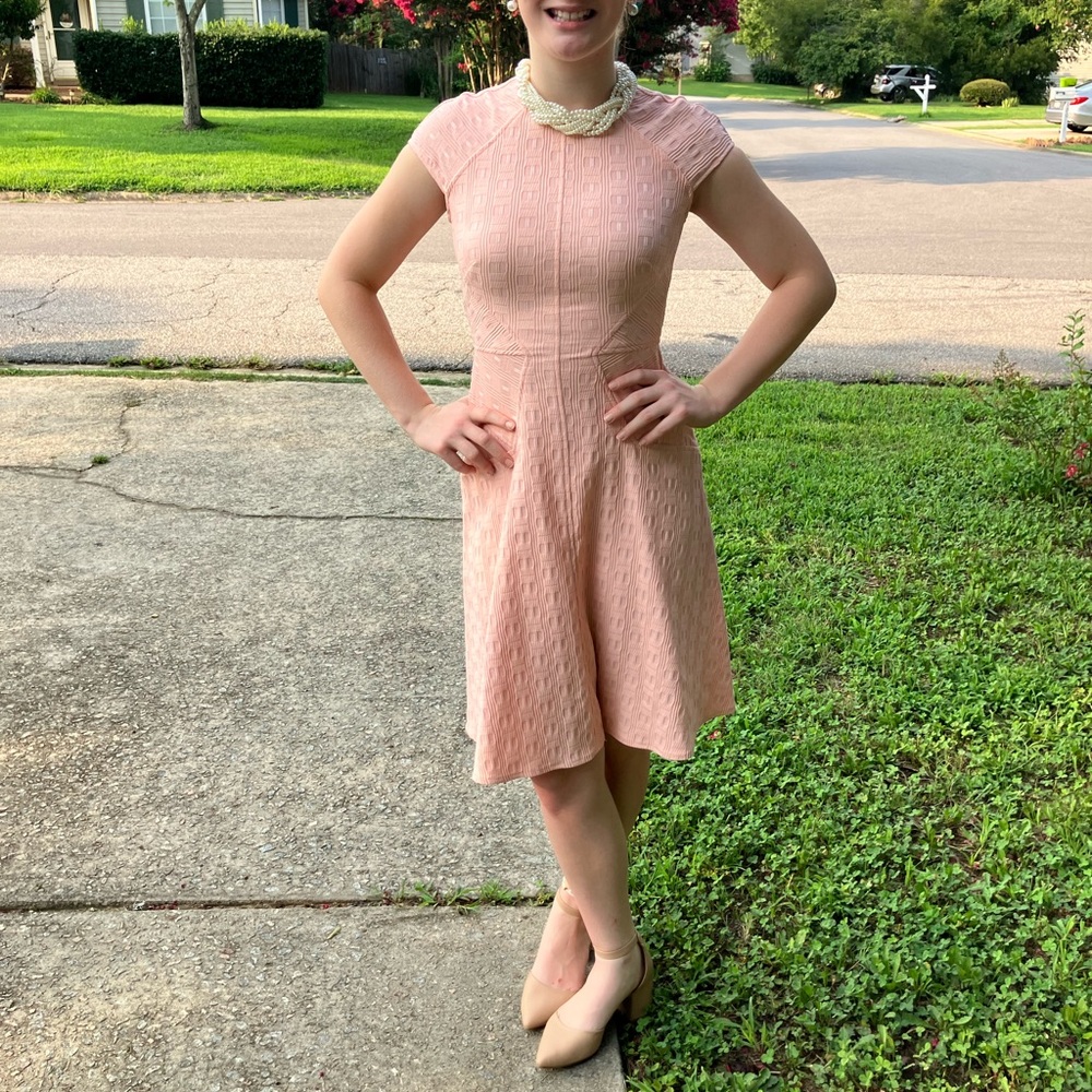 Lela Rose, Blair Cap Sleeve dress, Color: Blush, Size: 0